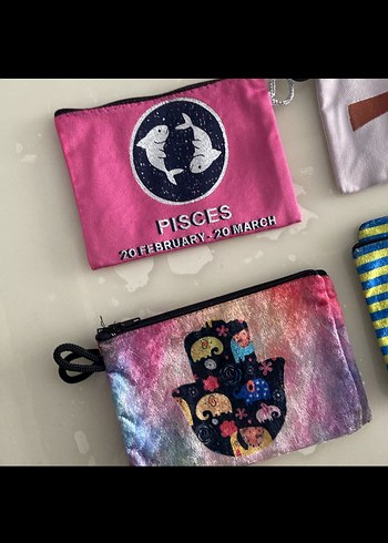 Diğer Renkli Baskılı Fermuarlı Kadın Makyaj Çantası