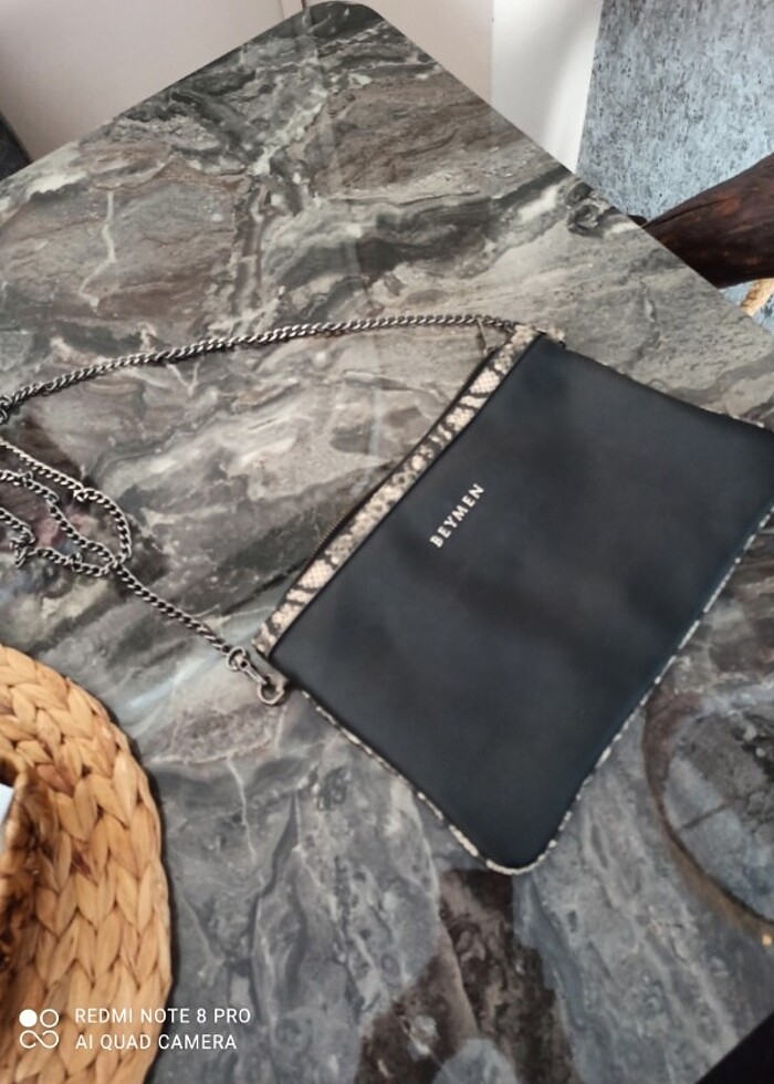 Dikdörtgen, deri, Beymen kol çantası  - Görsel 3