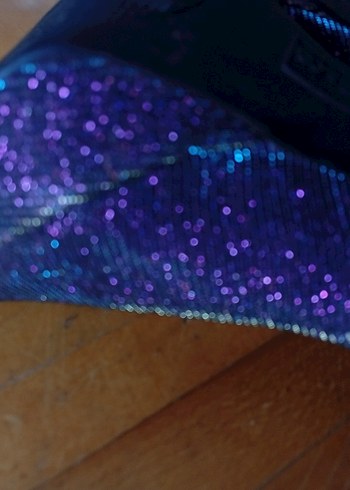 Mor Simli Dolgu Topuklu Kadın Stiletto - Görsel 8