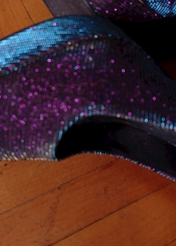 Mor Simli Dolgu Topuklu Kadın Stiletto - Görsel 10