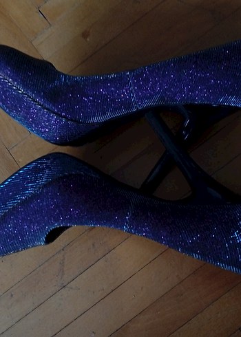 Mor Simli Dolgu Topuklu Kadın Stiletto - Görsel 9