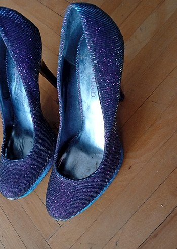 Mor Simli Dolgu Topuklu Kadın Stiletto - Görsel 3