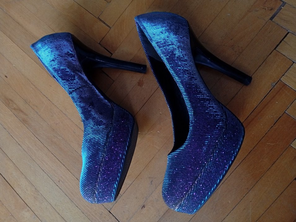 Mor Simli Dolgu Topuklu Kadın Stiletto - Görsel 4