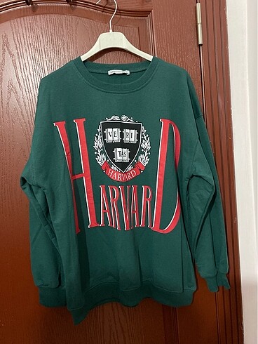 Harvard baskılı yeşil sweatshirt