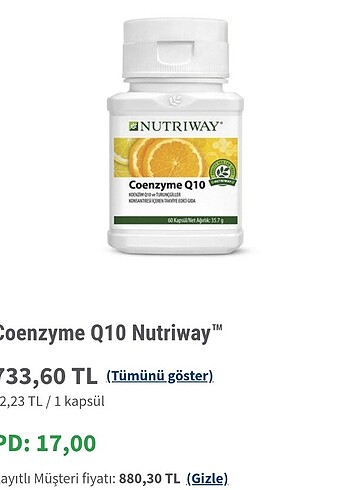 Amway hücre yenileyici Qten gıda takviyesi