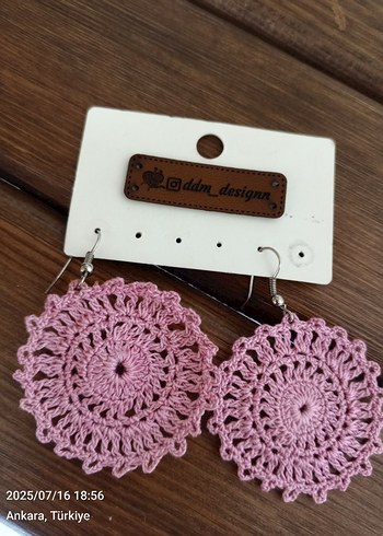 Zara Pembe Dantel Bohem Küpe