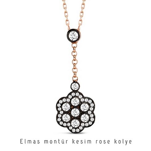 Rose elmas montür kesim kolye