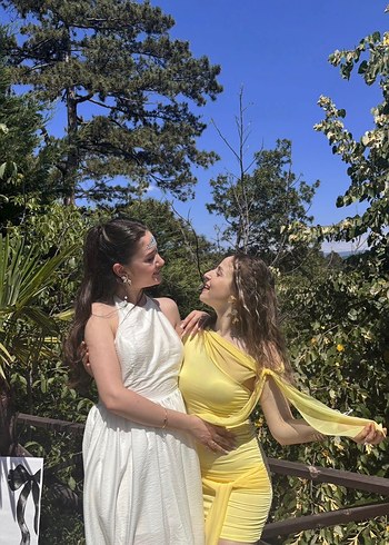 Zara Sarı Drapeli Mini Kadın Elbise