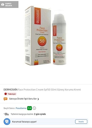 Dermoskin güneş kremi