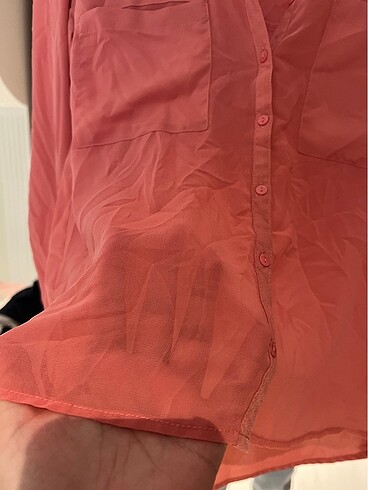 s Beden Bershka Mercan rengi tül gömlek