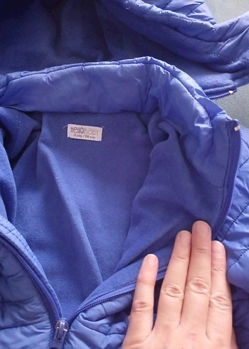 24-36 Ay Beden mavi Renk Mavi Kapüşonlu Erkek Çocuk Mont