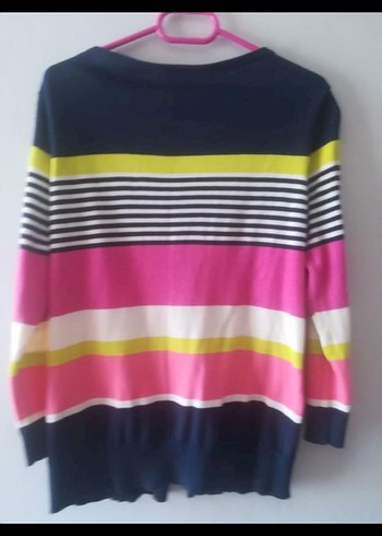 Renkli Çizgili Düğmeli Kadın Hırka - Görsel 2