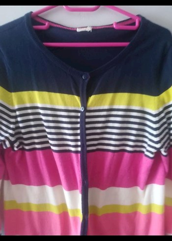 Renkli Çizgili Düğmeli Kadın Hırka - Görsel 3