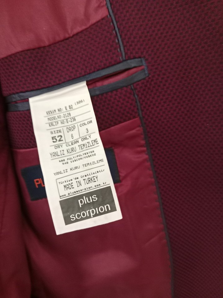 Erkek Bordo Düğmeli Takım Ceket - Görsel 4