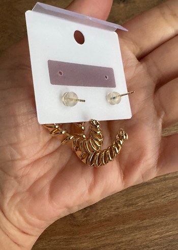 Accessorize Gold tırtıklı çelik halka Küpe