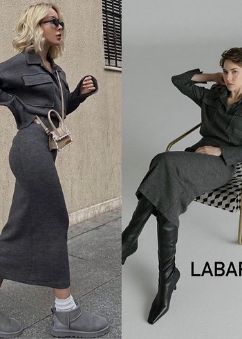s Beden gri Renk Labarin triko elbise