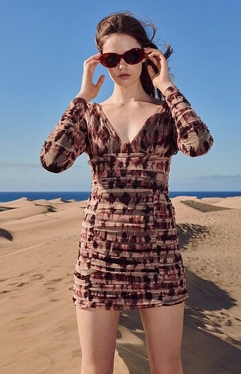 Zara drapeli tül mini elbise