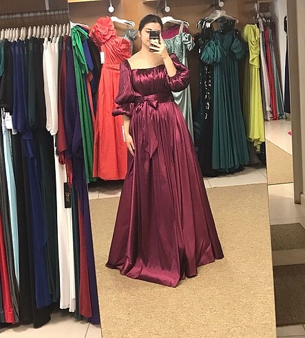 Diğer Bordo Tafta Elbise