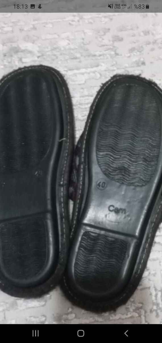 erkek Ekose Desenli Örgü Ev Terliği - Görsel 2