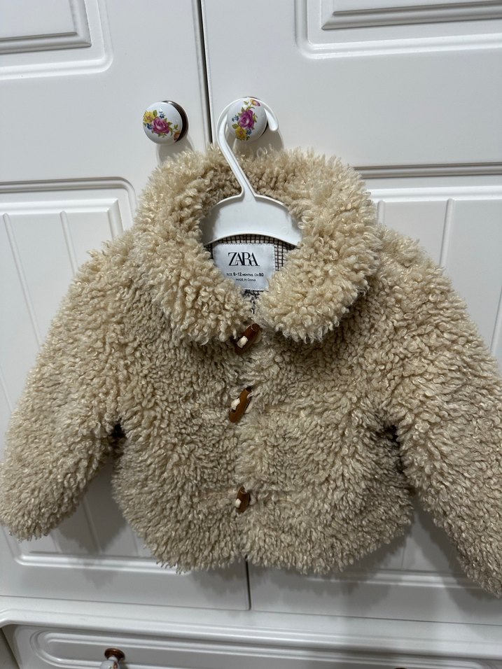 Kürklü Bej Kız Çocuk Kaban - Görsel 2