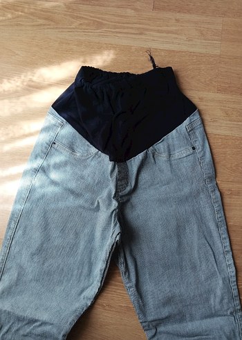 40 Beden Hamile Kot Pantolon, Bel Detaylı, Gri