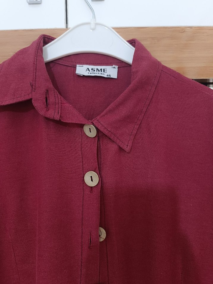 Bordo Uzun Kollu  Tunik - Görsel 2