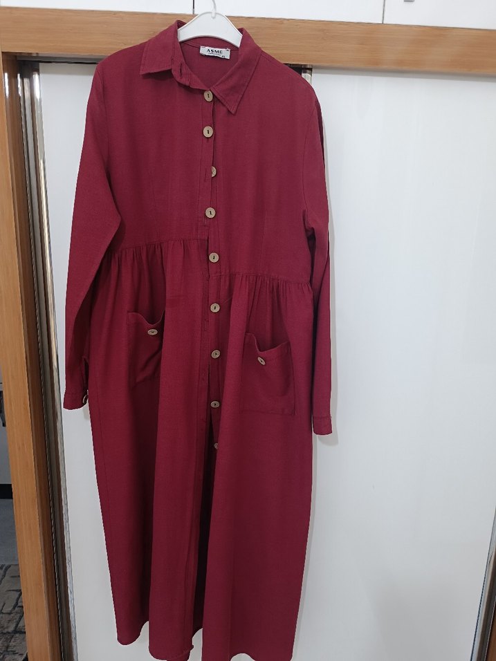 Bordo Uzun Kollu  Tunik - Görsel 4