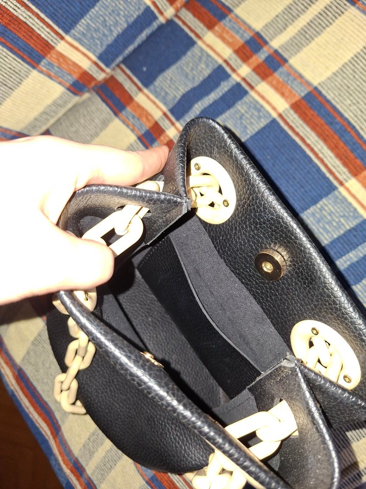 Zincir Detaylı Siyah Deri Kadın Çanta - Görsel 5