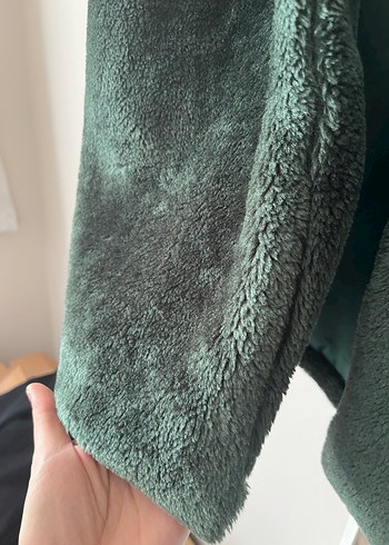 Yeşil Midi Boy Kadın Suni Kürk Mont - Görsel 4