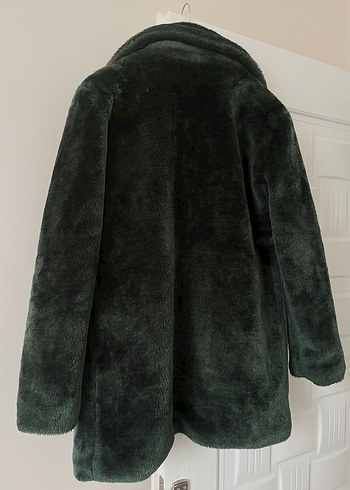 Yeşil Midi Boy Kadın Suni Kürk Mont - Görsel 3