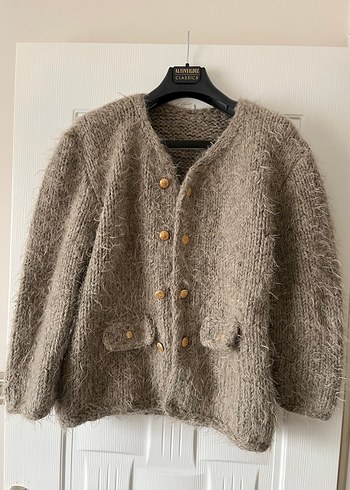 Düğmeli Bohem Bej Kadın Hırka - Görsel 2