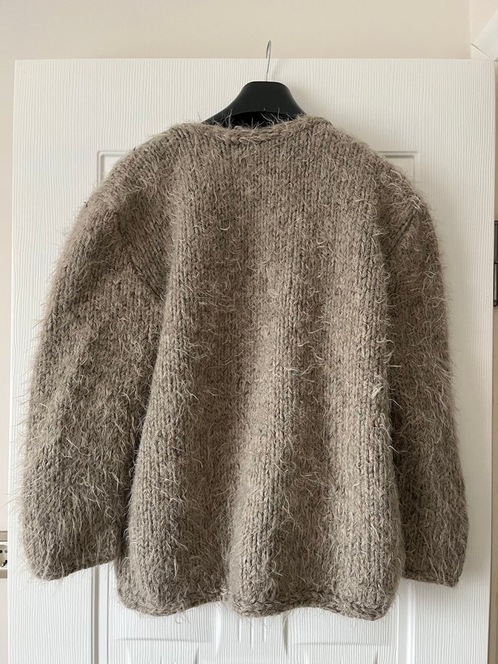 Düğmeli Bohem Bej Kadın Hırka - Görsel 4