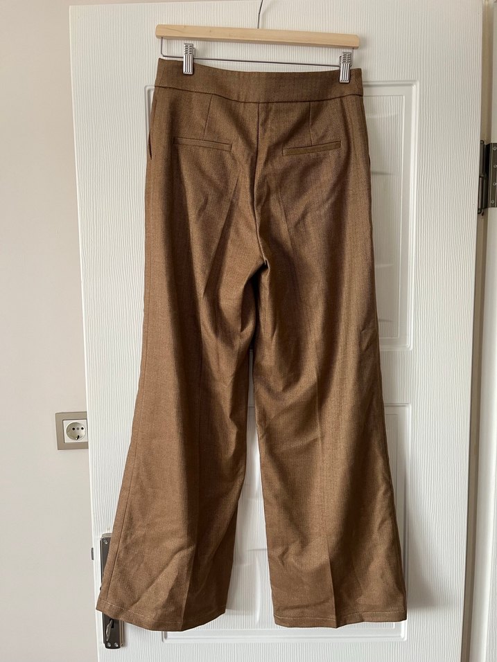 Düğmeli Kadın Keten Kumaş Pantolon - Görsel 3