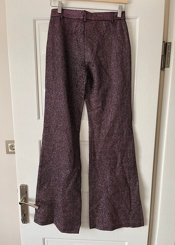 Düğmeli Mor Yılan Desenli Kadın Kumaş Pantolon - Görsel 4