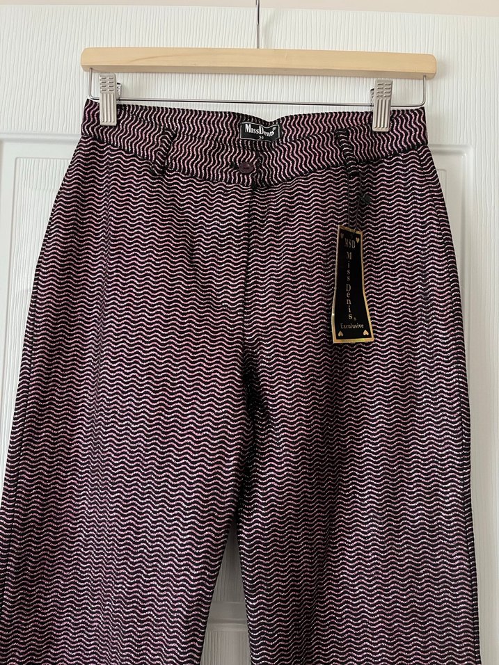 Düğmeli Mor Yılan Desenli Kadın Kumaş Pantolon - Görsel 2