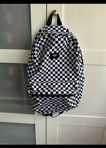 Kareli Siyah Beyaz Kadın Sırt Çantası Vans sırt çantası