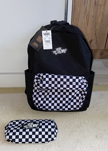 Vans Siyah Kareli Kadın Sırt Çantası