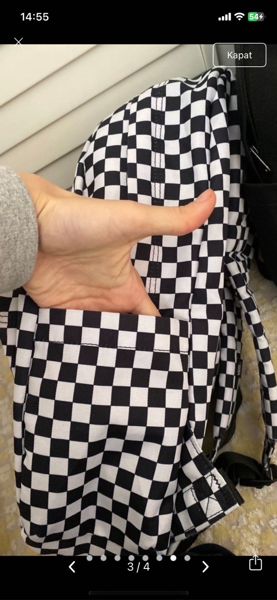 Kareli Beyaz Kadın Sırt Çantası - Görsel 3