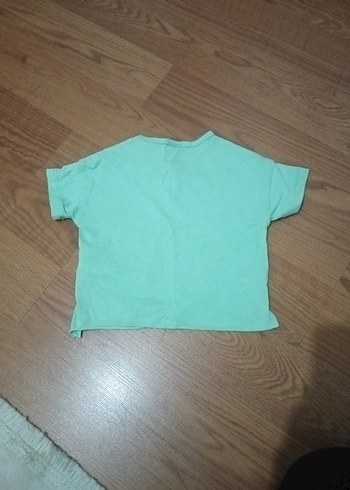 6-9 Ay Beden yeşil Renk Yeşil Baskılı Kısa Kollu Tişört