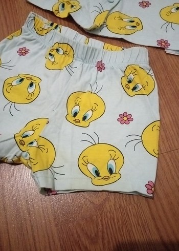 LC Waikiki Sarı mavi Bebek Kız Takımı Kısa Kollu