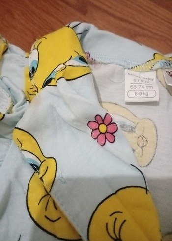 6 Ay Beden sarı Renk Sarı mavi Bebek Kız Takımı Kısa Kollu