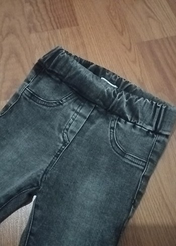 6-9 Ay Beden Gri Elastik Bel Denim Pantolon