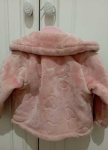 6-9 Ay Beden pembe Renk Peluş ceket 6-9 aylık pembe
