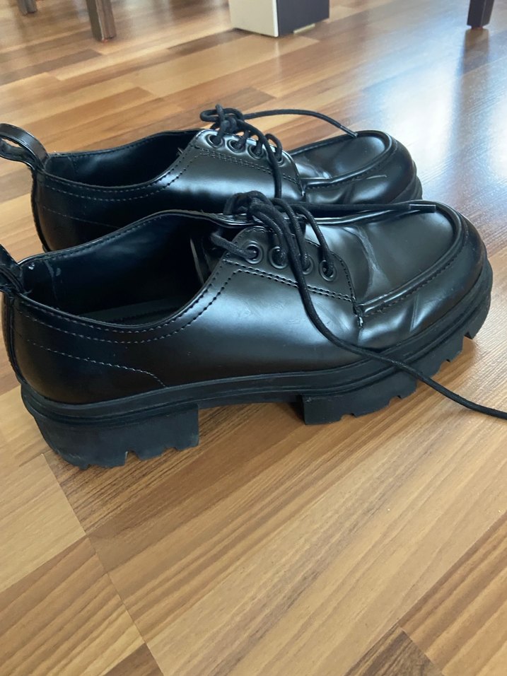 Siyah erkek Topuklu Goth Oxford Ayakkabı - Görsel 2