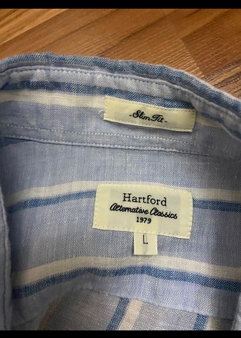 Uzun Kollu Mavi Keten Erkek Gömlek - Görsel 2