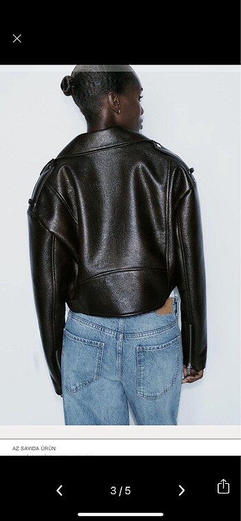 s Beden Zara Aci Kahve Deri Biker Ceket