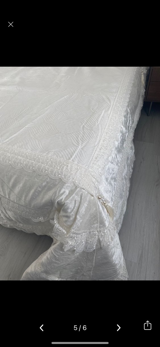 Çift kişilik Parlak Beyaz Düz Yatak Örtüsü - Görsel 2