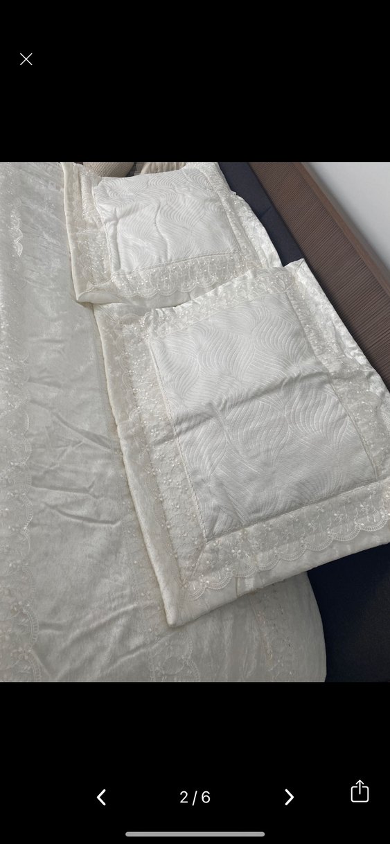 Çift kişilik Parlak Beyaz Düz Yatak Örtüsü - Görsel 5