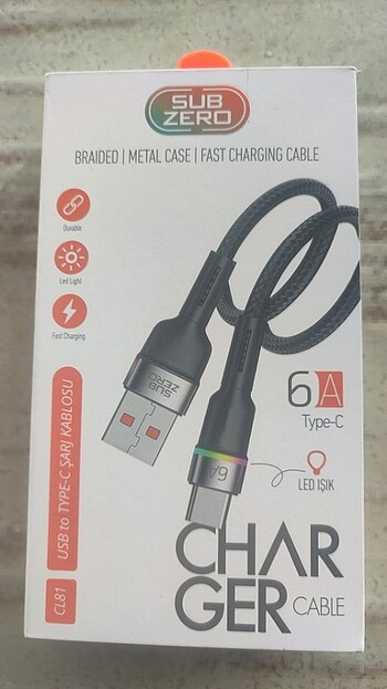 6Amp. Örgü hızlı şarj kablosu 