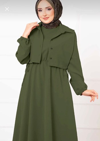 Yeşil Bolerolu Tesettür Elbise - Görsel 3